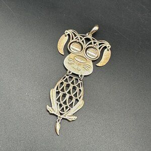 Vintage 1970s Kitsch Dog Pendant Swinging Articulated Movable Jewelry Statement
